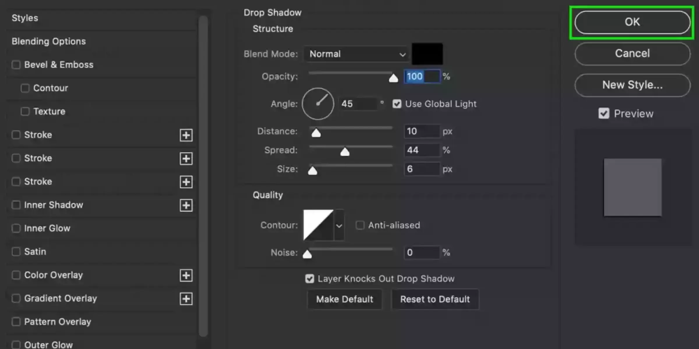 Best Drop Shadow Settings in Photoshop