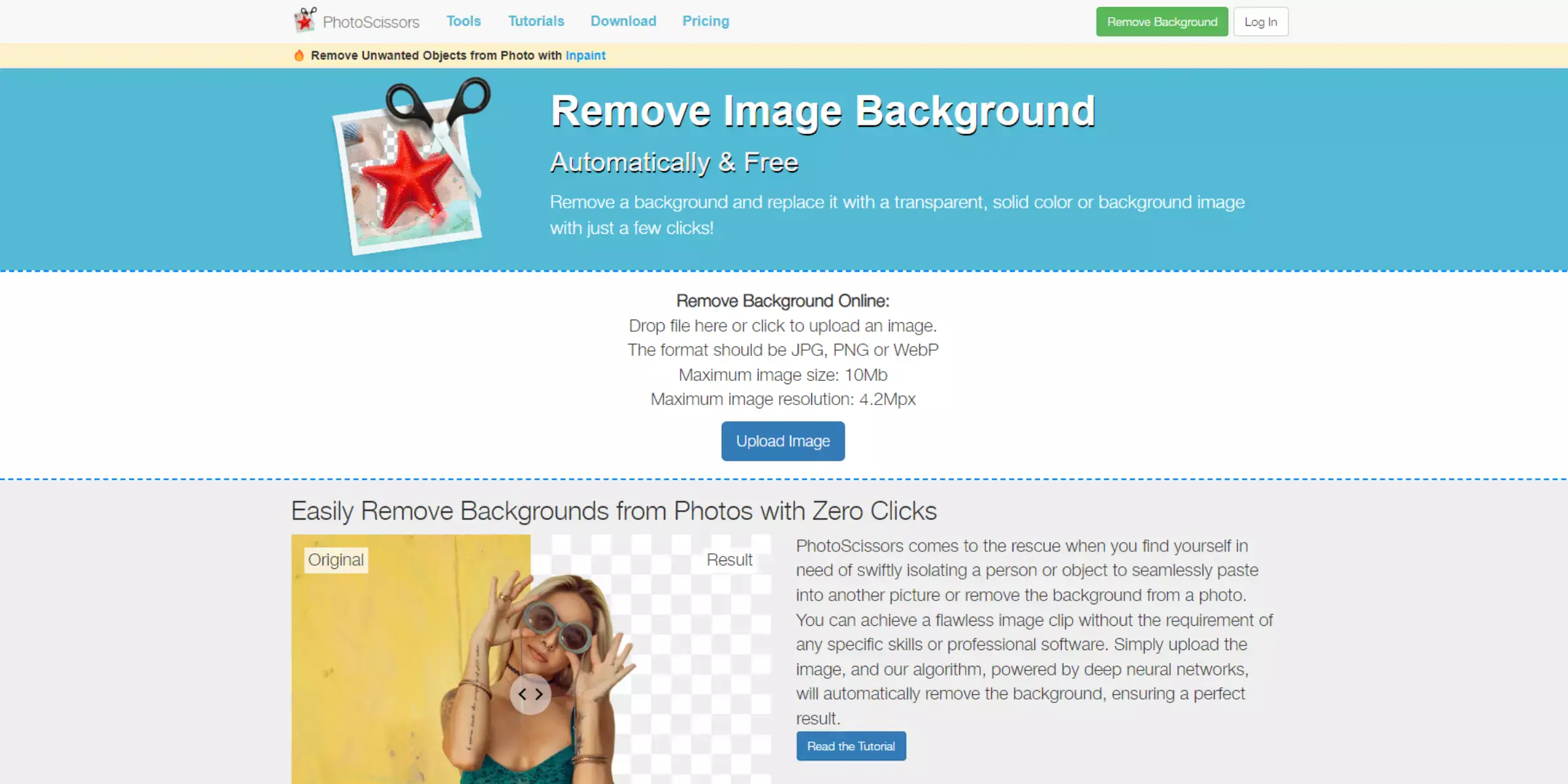 Home page if PhotoScissors