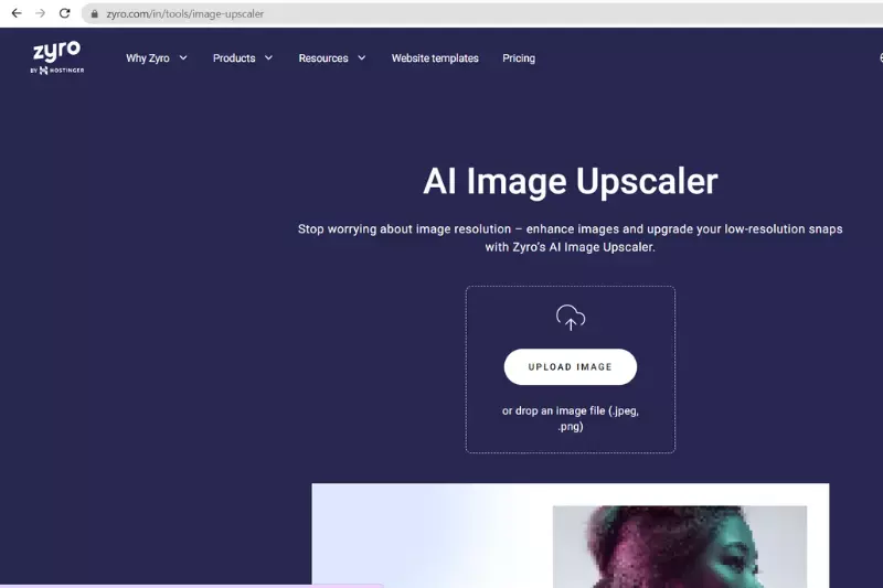 Home Page of Zyro - Free Image Upscaler