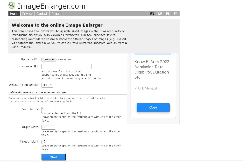Home Page of Image Enlarger