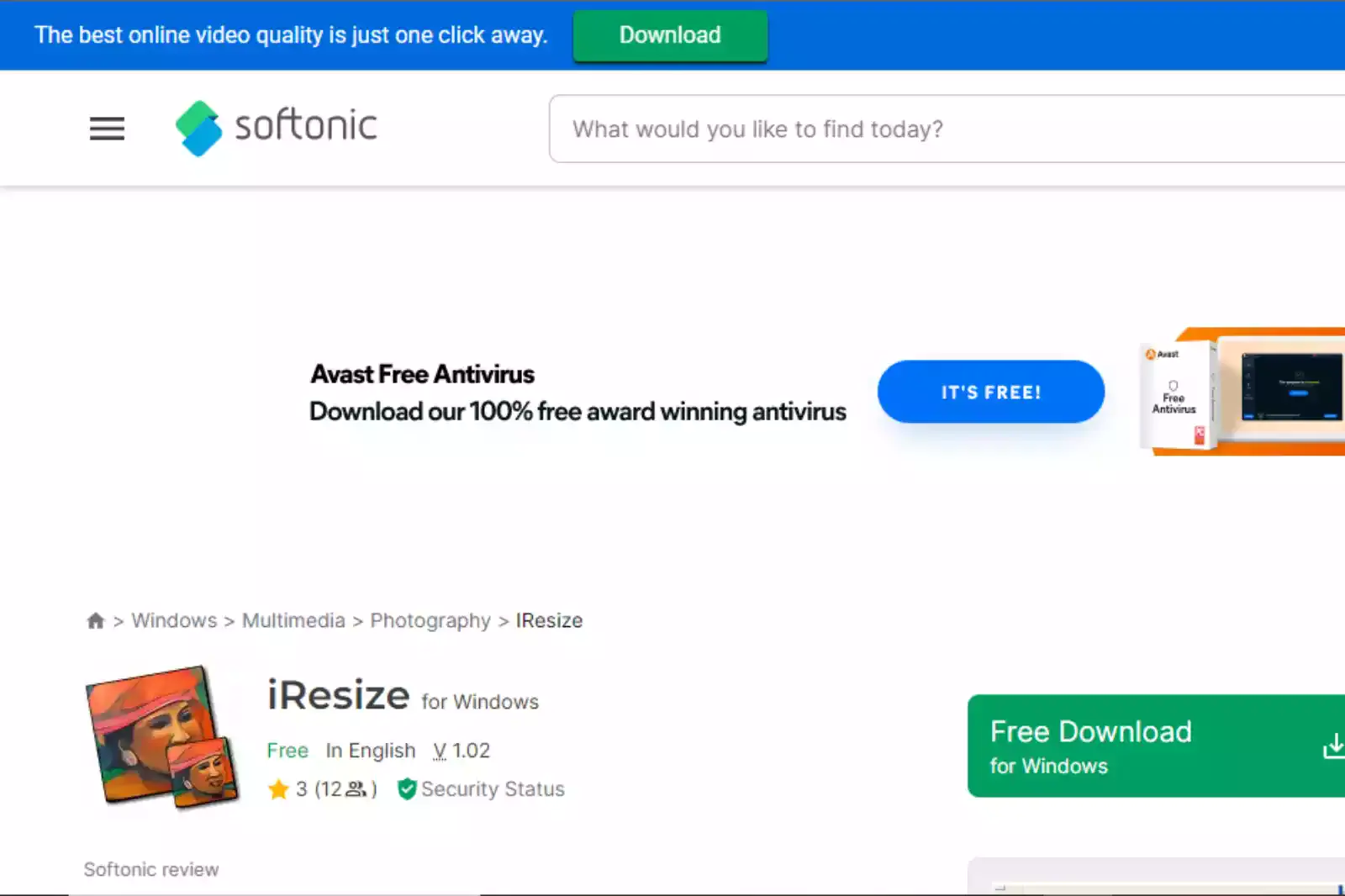 Home Page of iResize