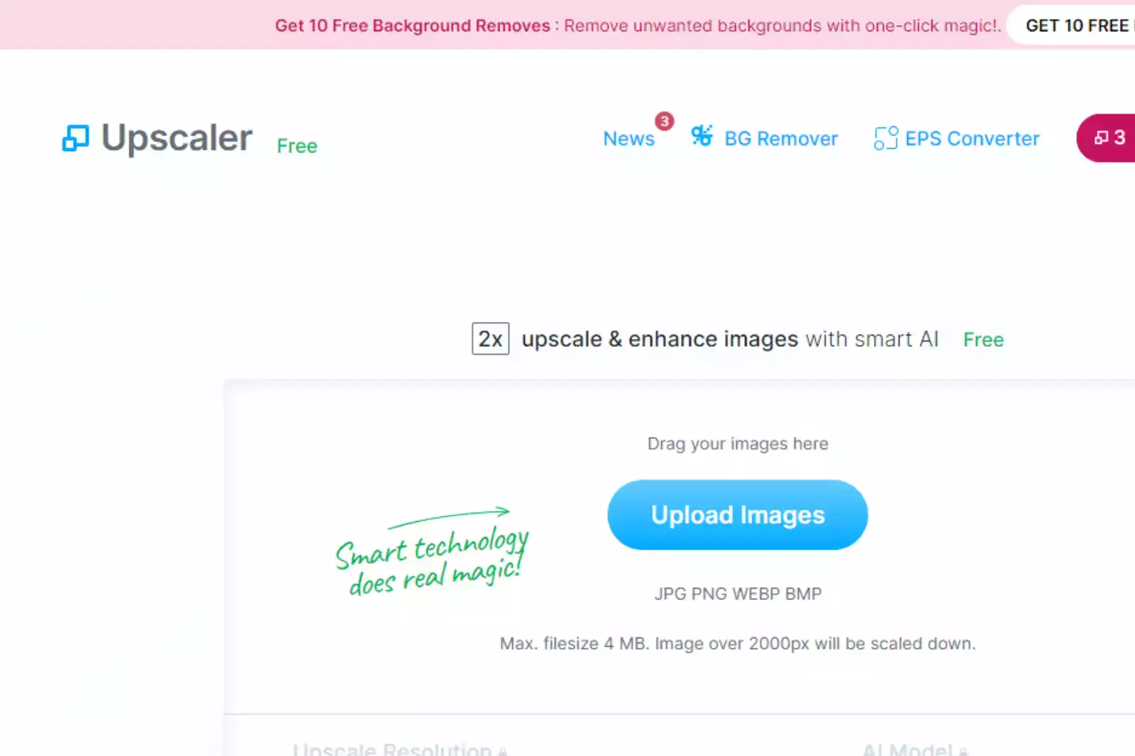 Home Page of Upscaler by Stock photos