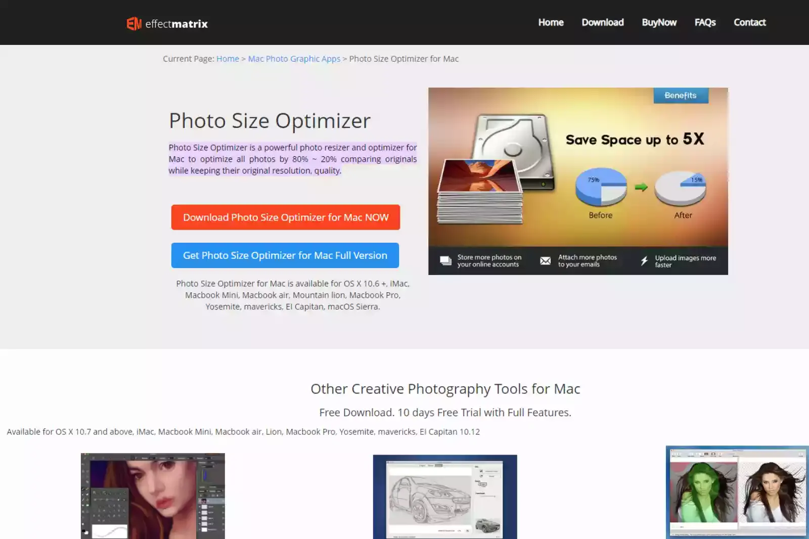 Home Page of Photo Size Optimizer