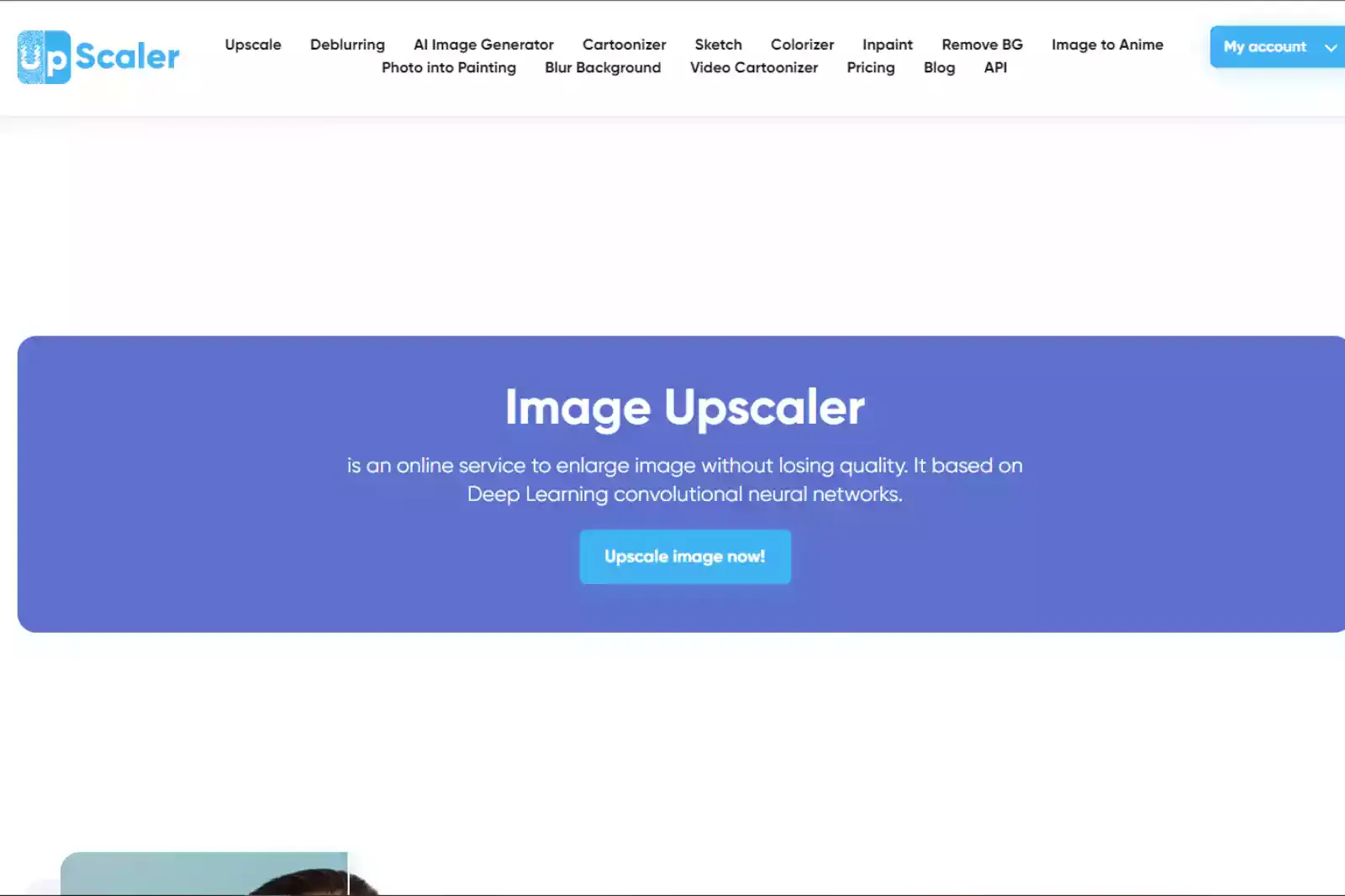 Home Page of Image Upscaler