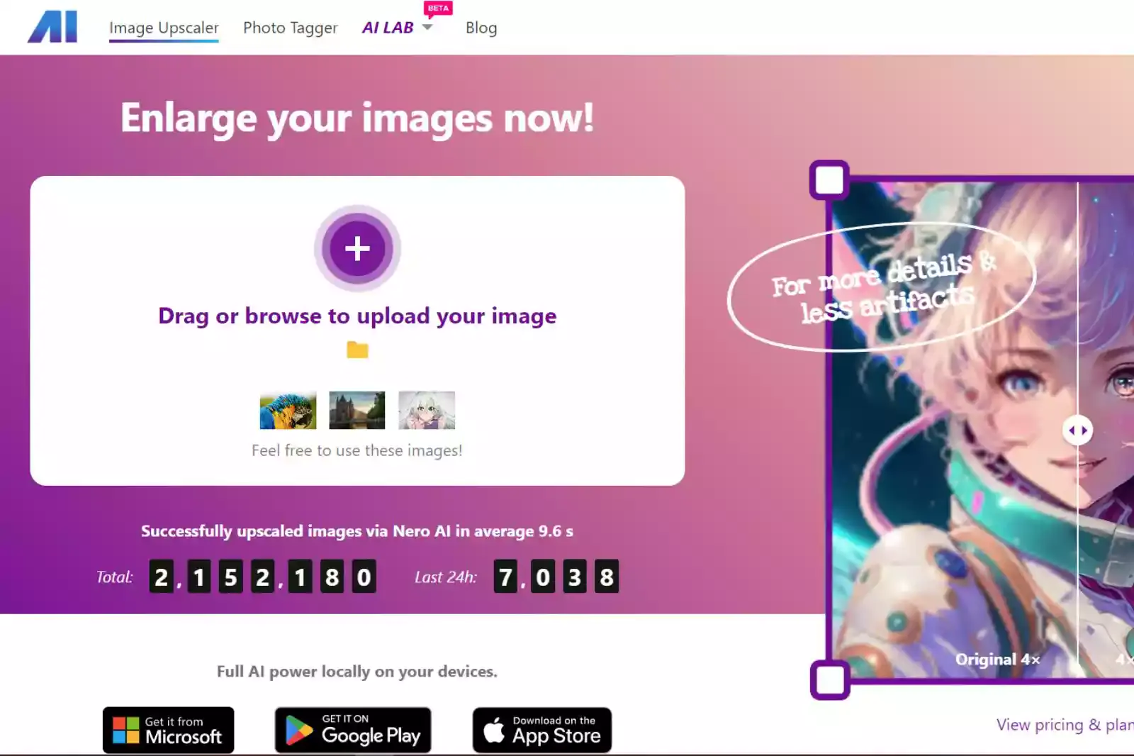 Home Page of Lens - AI Image Upscaler
