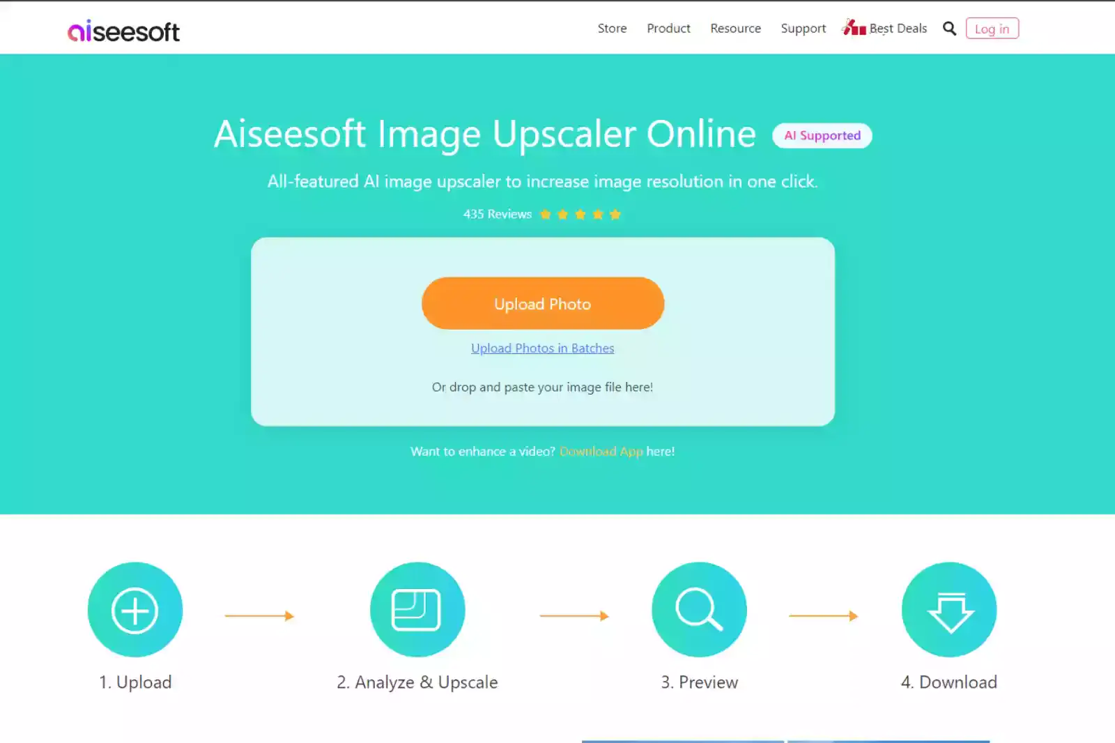 Home Page of Aiseesoft Image Upscaler Online