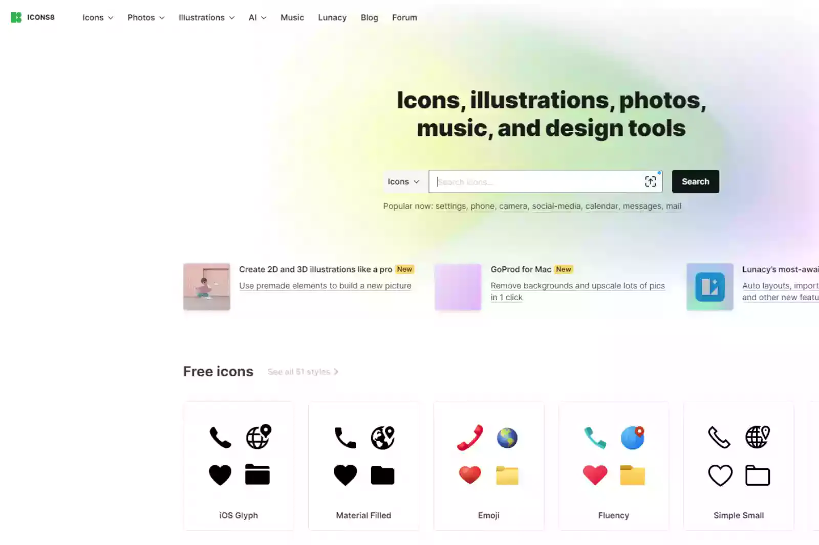 Home Page of Icons8