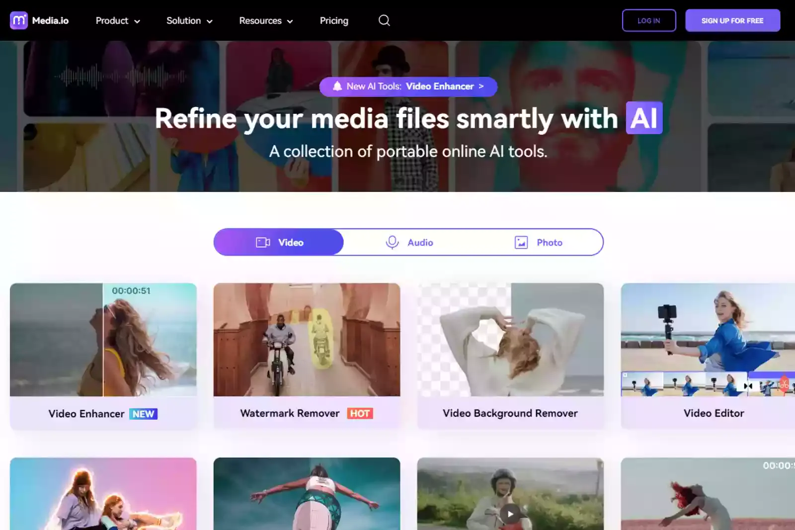 Home Page of Media.io