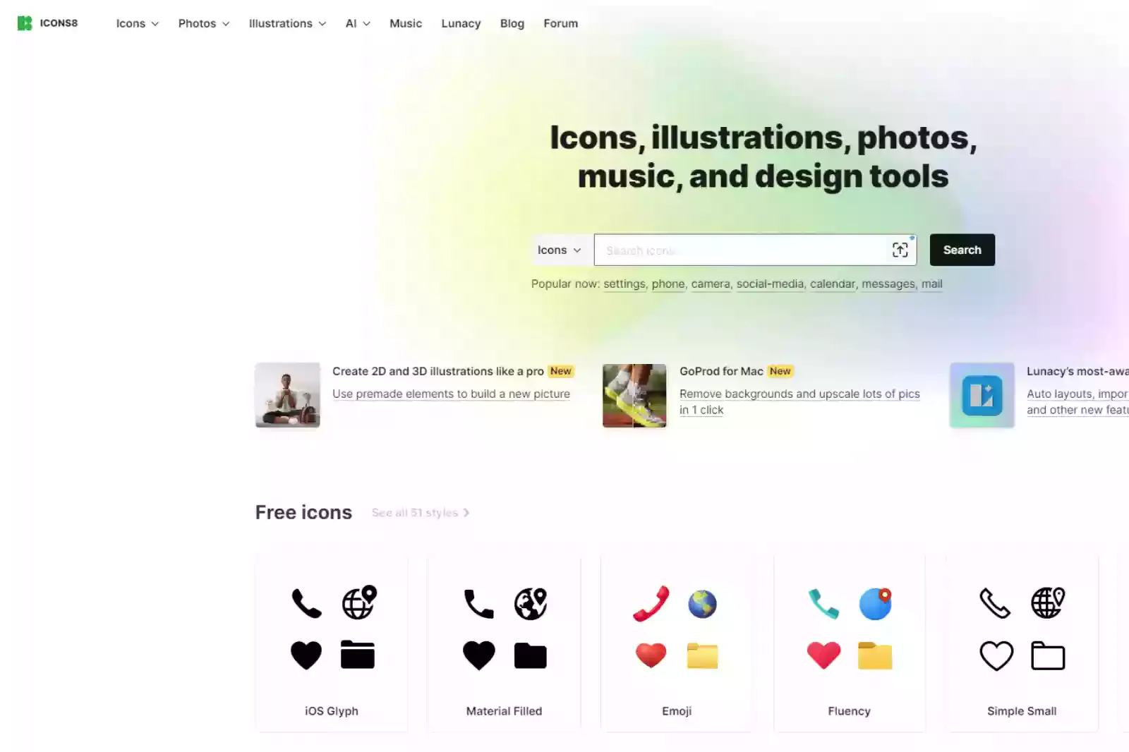 Home Page of Icons8