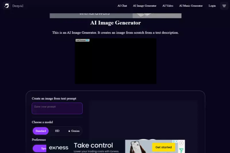 Home Page of DeepAI Image Upscaler