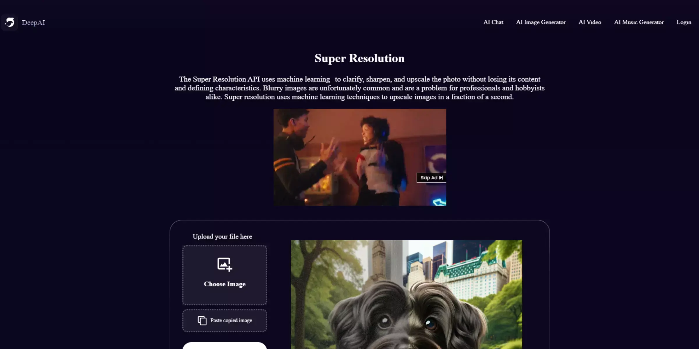 Home page of DeepAi