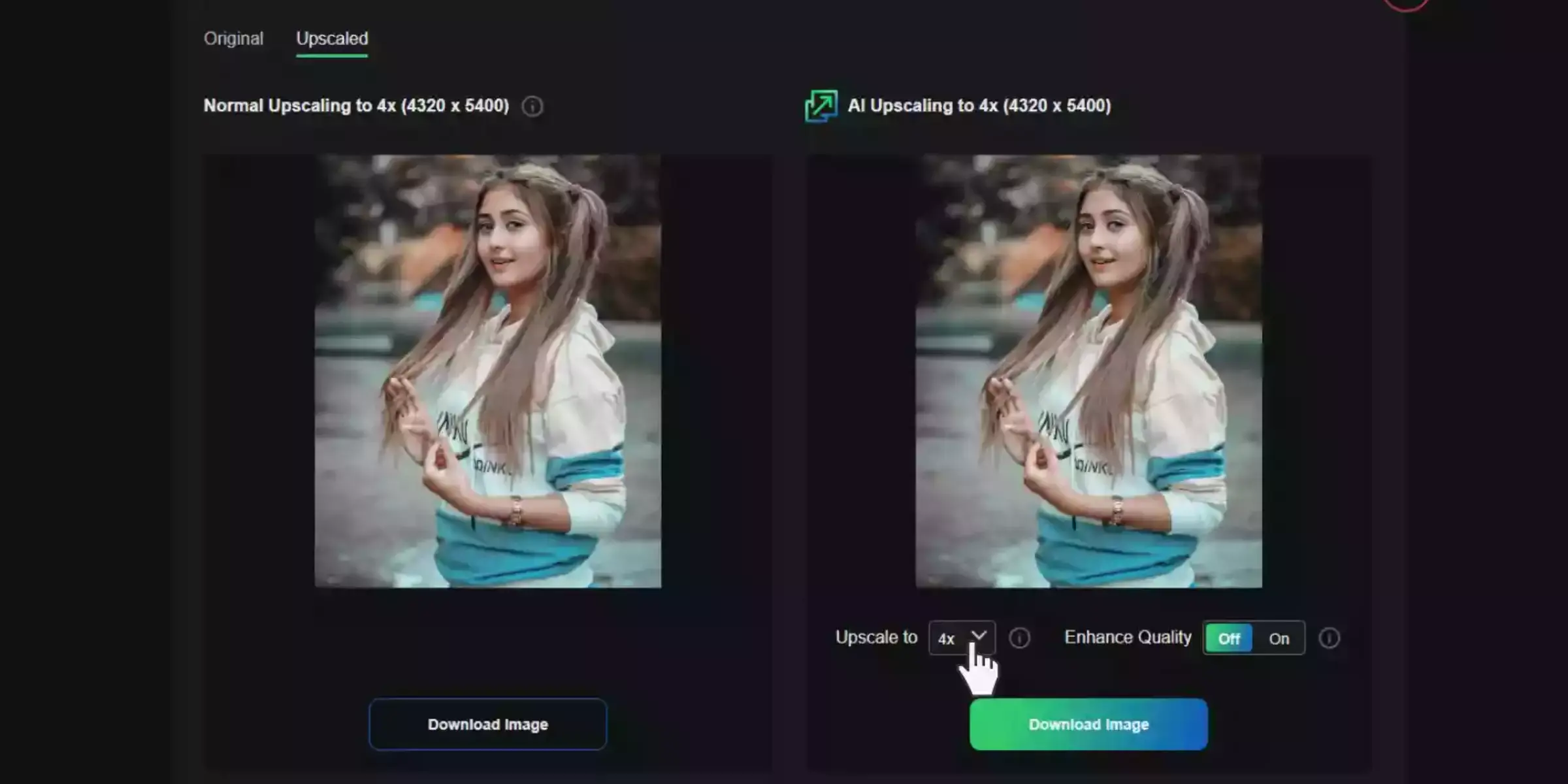 Step 4 - By default, the resulting photo is upscaled to 2X. If you want to enhance your image further, you can change the upscaling option to 4X. 