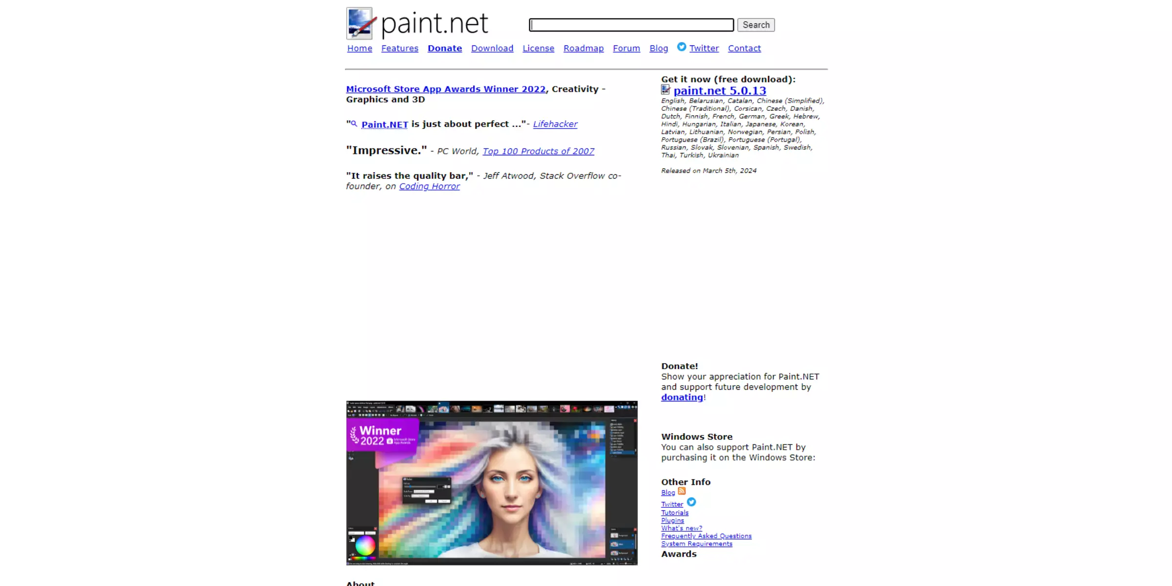 Home Page Of Paint.Net