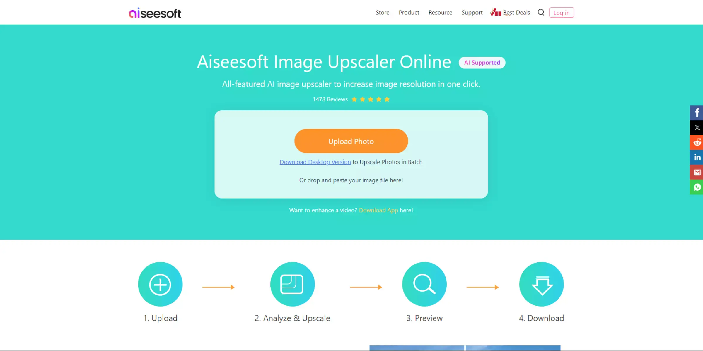 Home page of Aiseesoft Image Upscaler Online