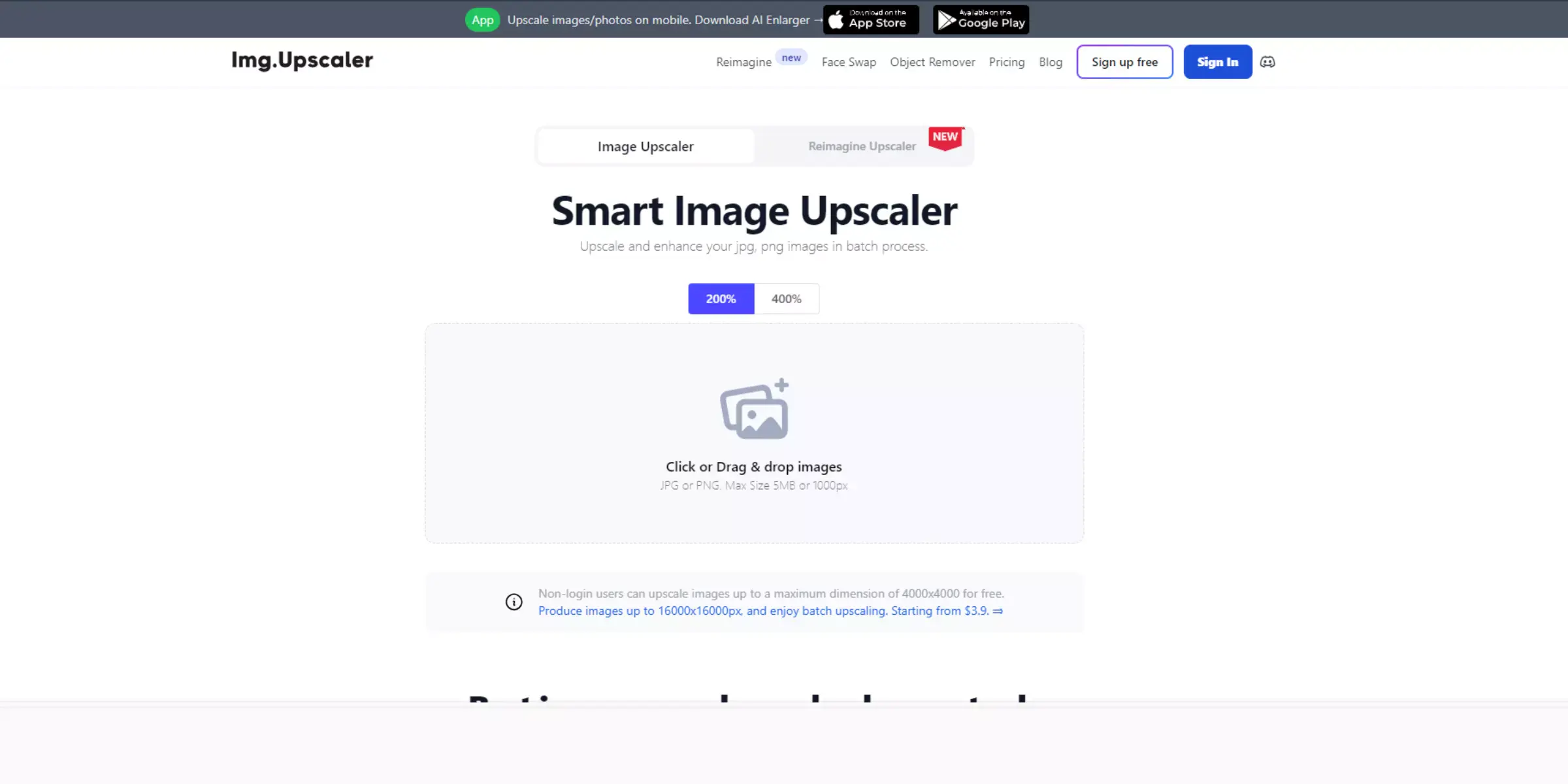 Home Page Of ImageUpscaler