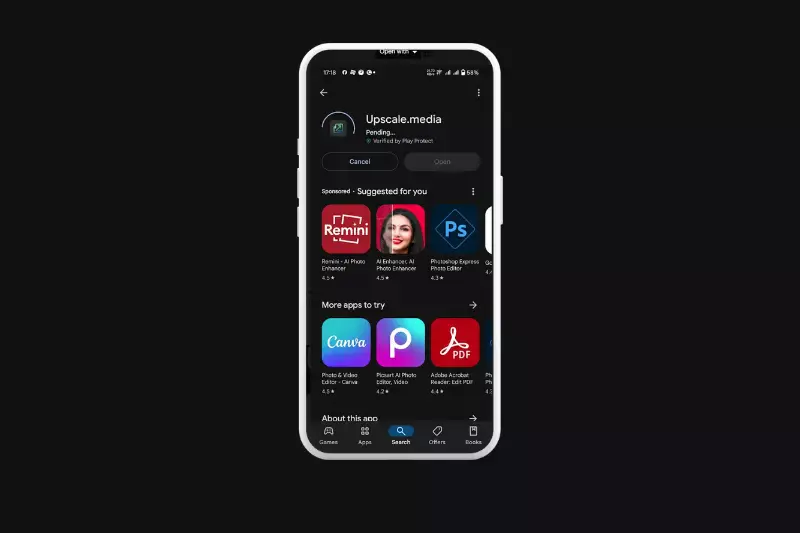 Step 1 : search Upscale.Media app in google play store.