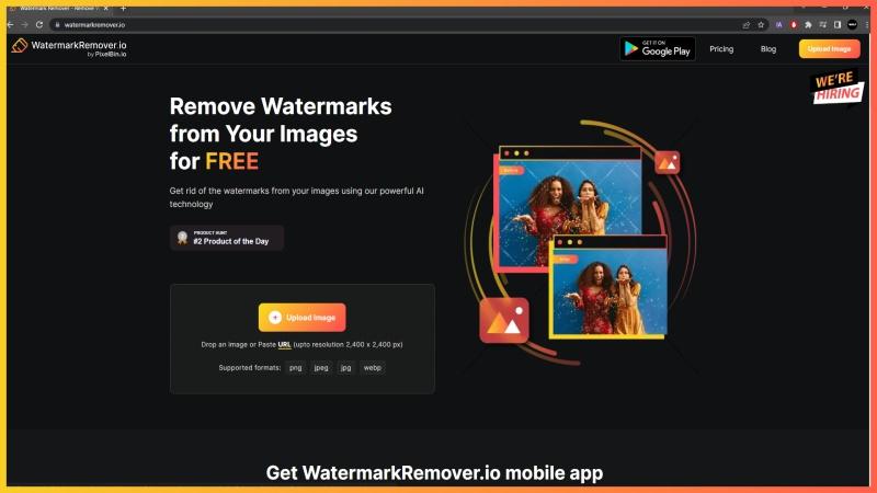 First step of visiting homepage of watermarkemover.io