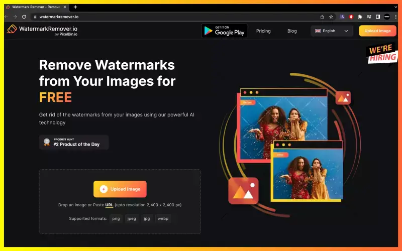Interface of Watermarkremover.io