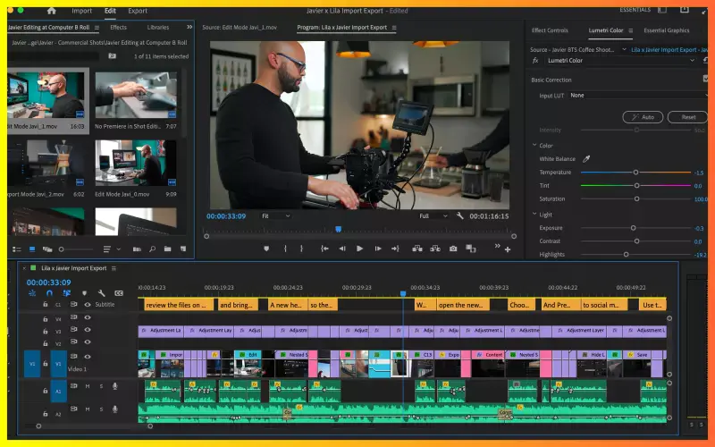 Interface of Adobe Premiere Pro