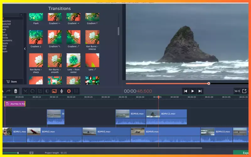 Interface of Movavi Video Editor 