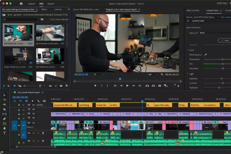 Interface of Adobe Premiere Pro