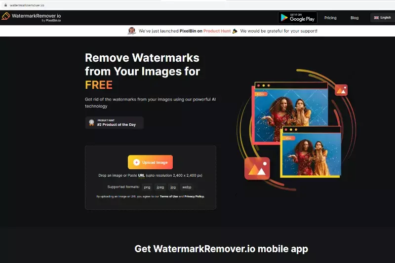 Home Page of Watermarkremover.io