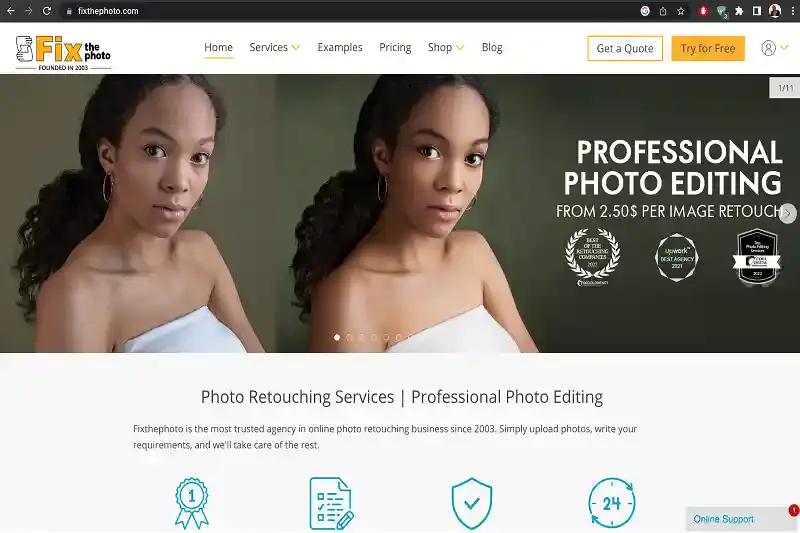 Home Page of FixThePhoto
