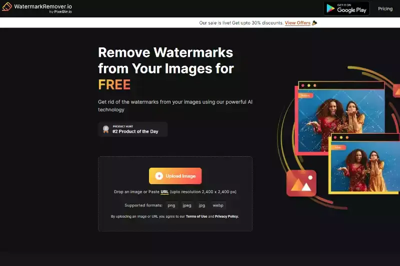 home Page of Watermarkremover.io