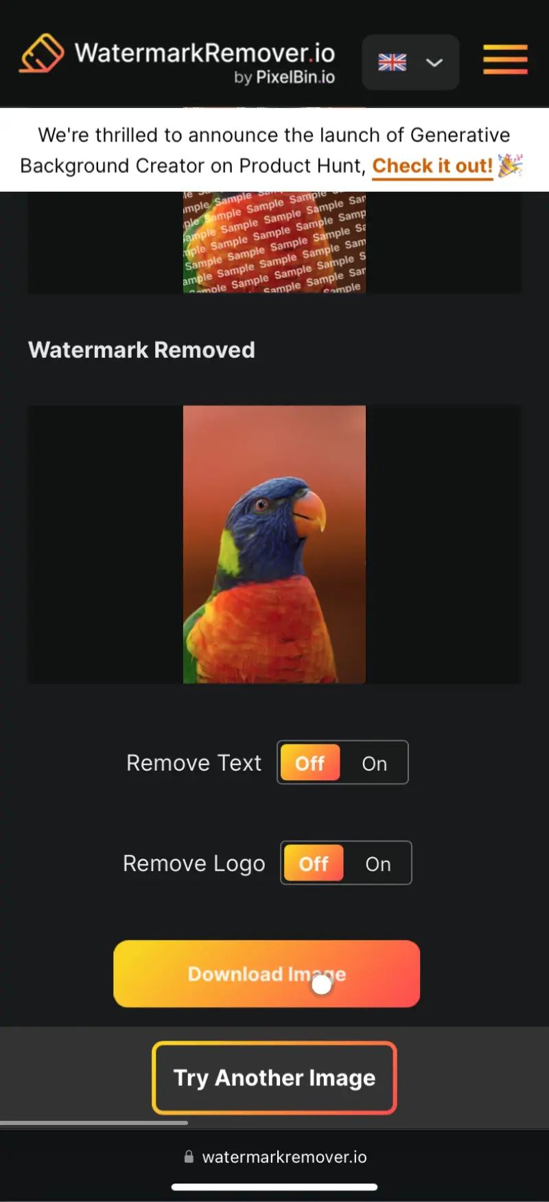 Last Step to Download image without Watermark