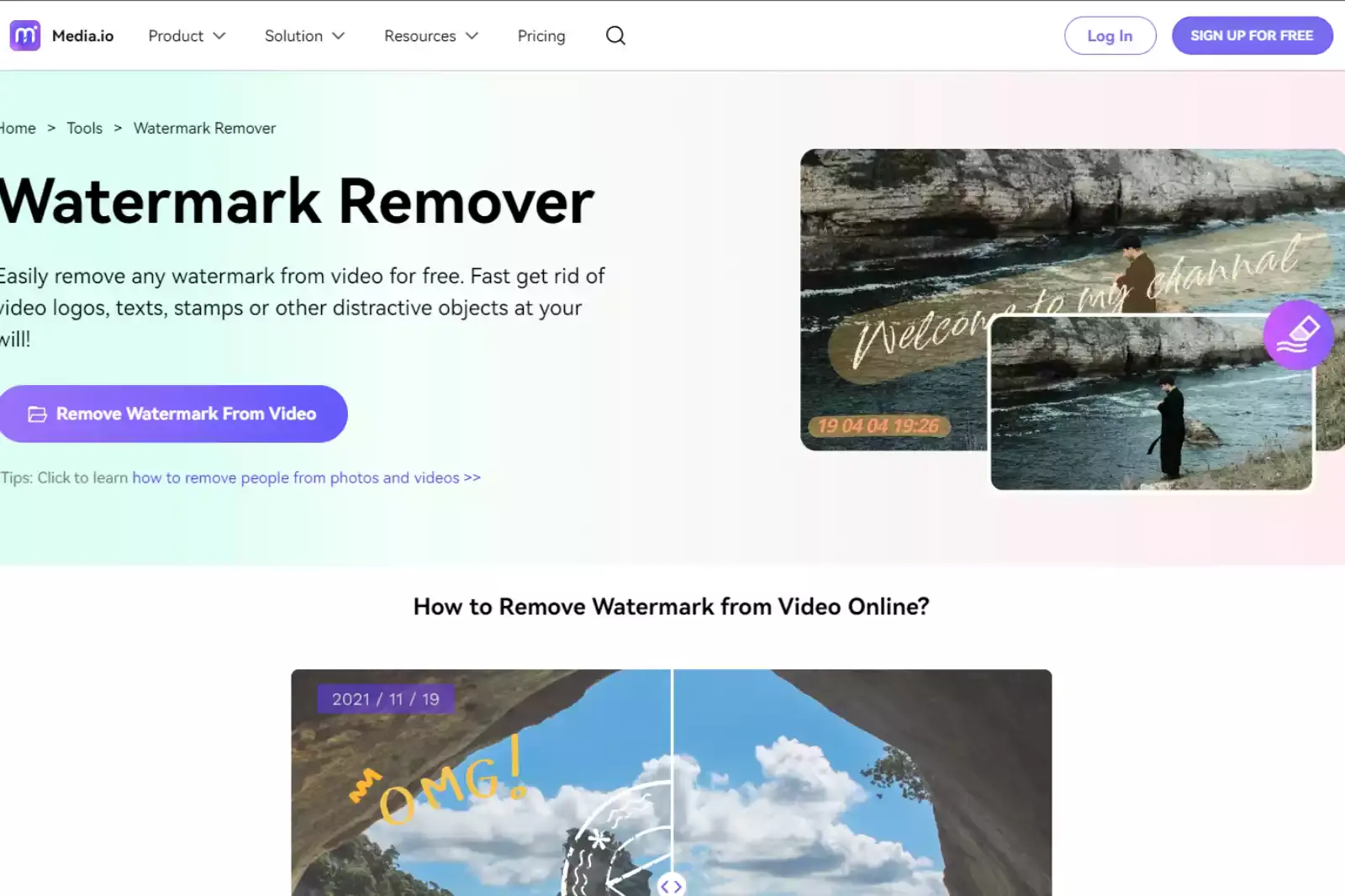 8. Media.io Online Video Watermark Remover