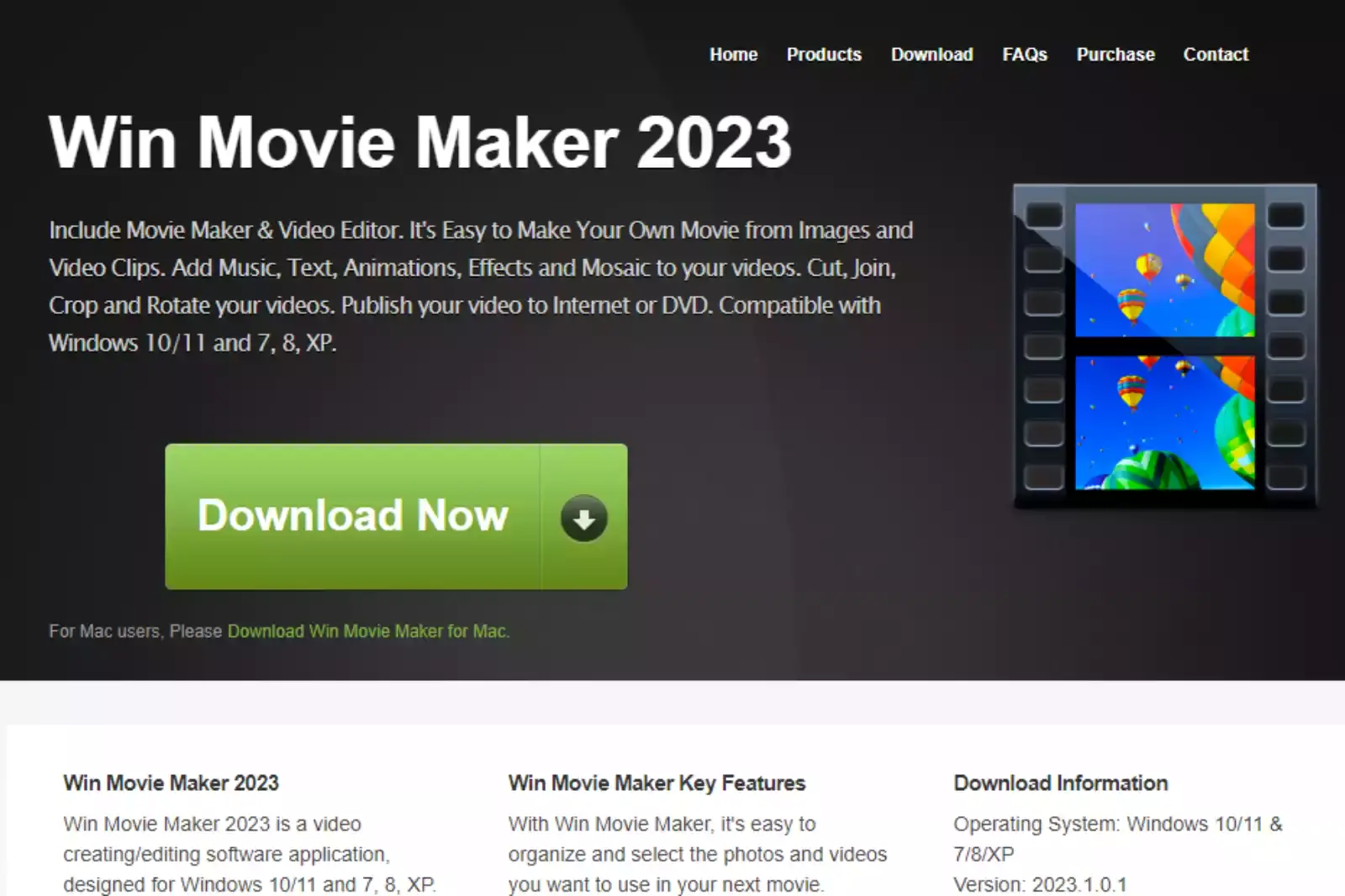 Home Page of Windows Movie Maker