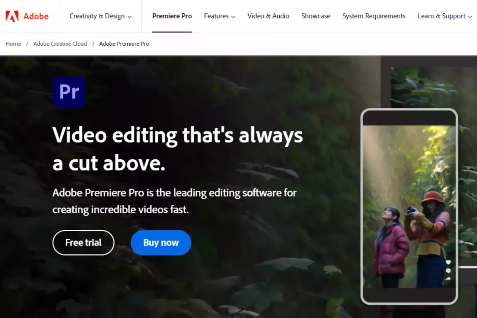 Home Page of Premier Pro