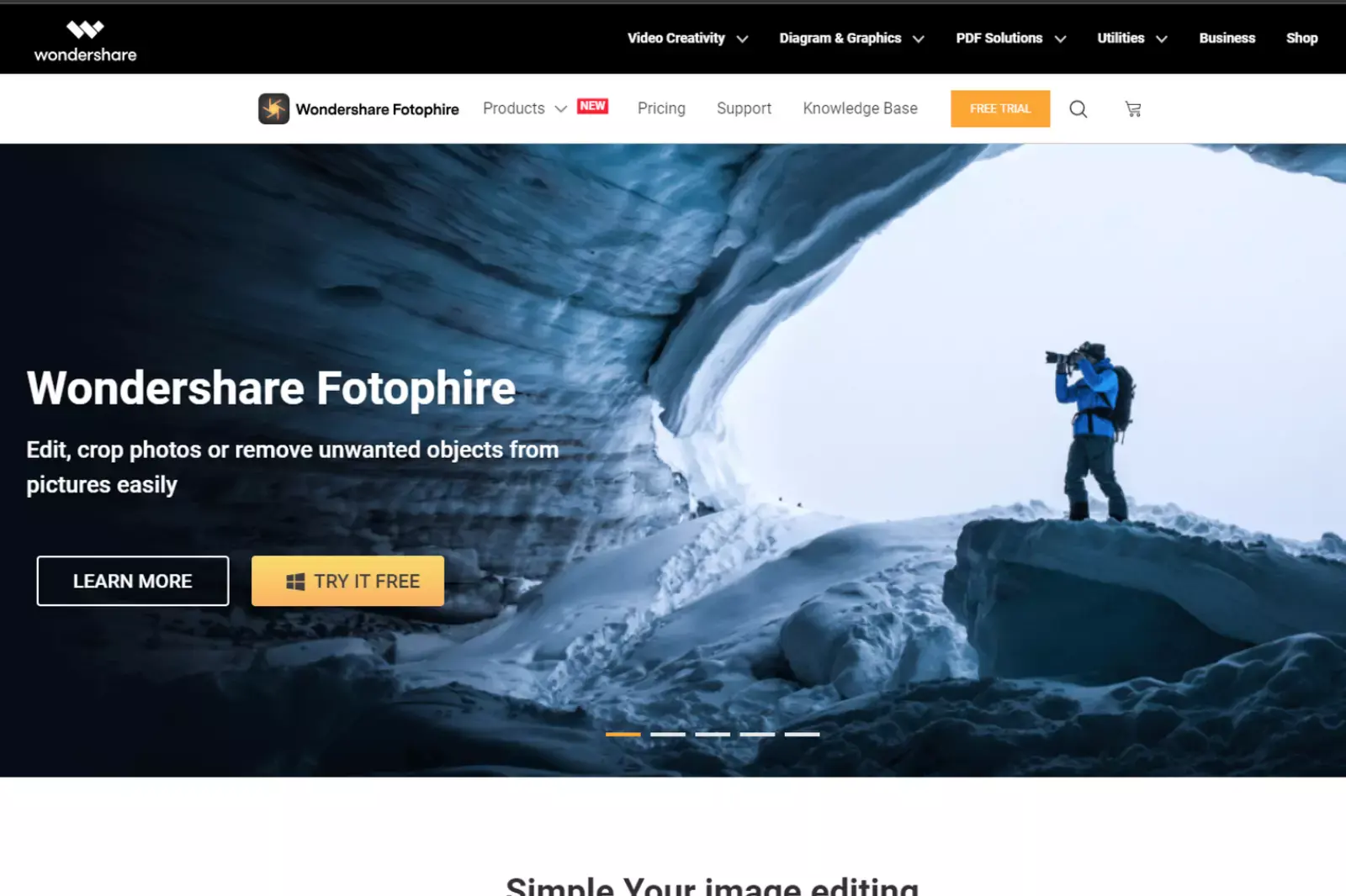 Home Page of Wondershare Fotophire