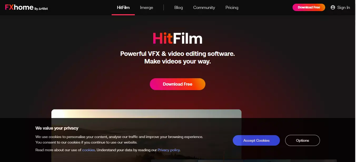 Home Page of HitFilm Express