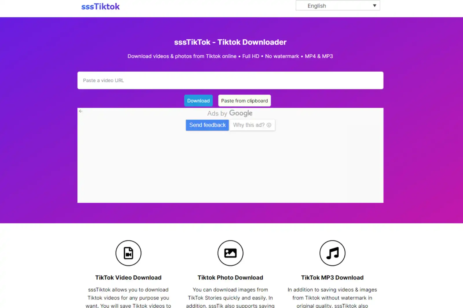 Home Page of SSSTikTok