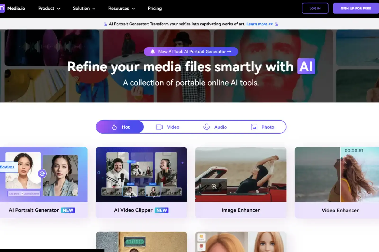 Home Page of Media.io