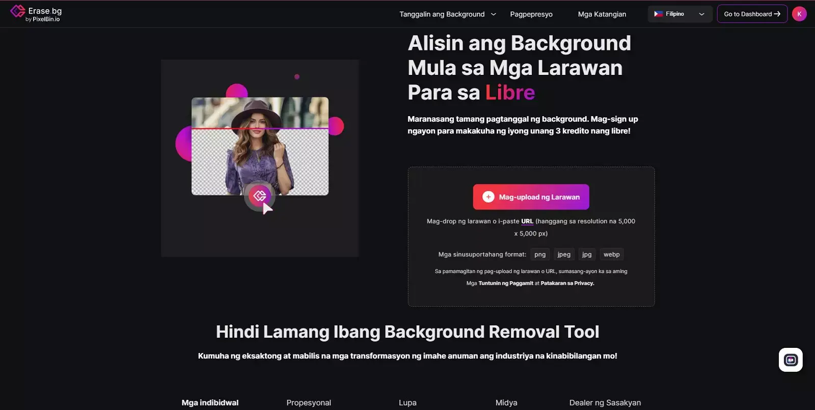  I-click ang dialogue box na naglalaman ng "Mag-upload ng Larawan," o maaari mo rin itong i-drag and drop sa pahina.‍