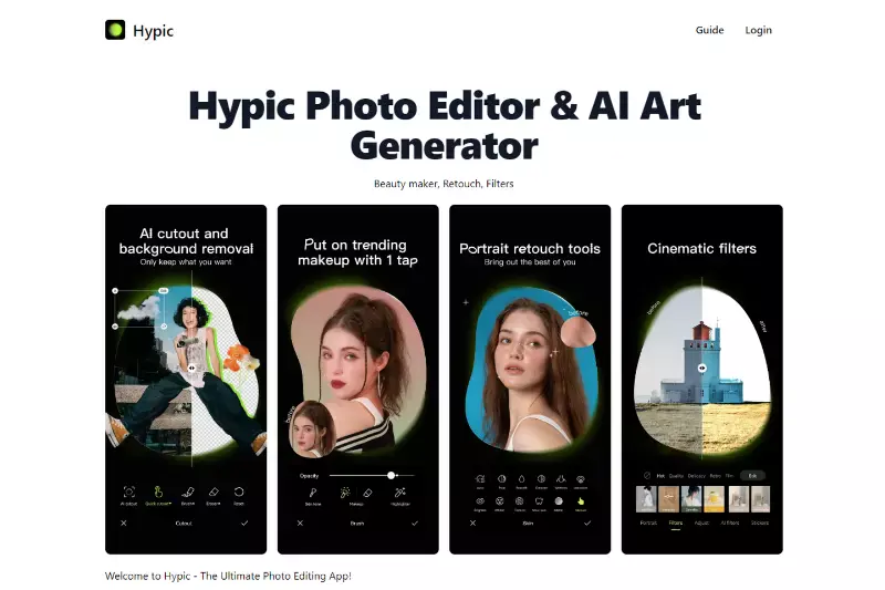 home page of Hypic - Photo Editor & AI Art