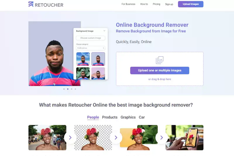 home page of retoucher