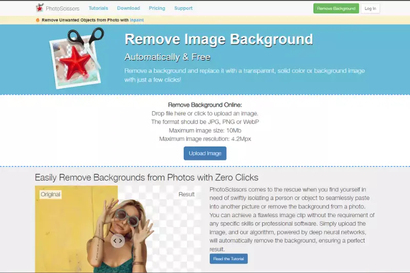 Home page of PhotoScissors