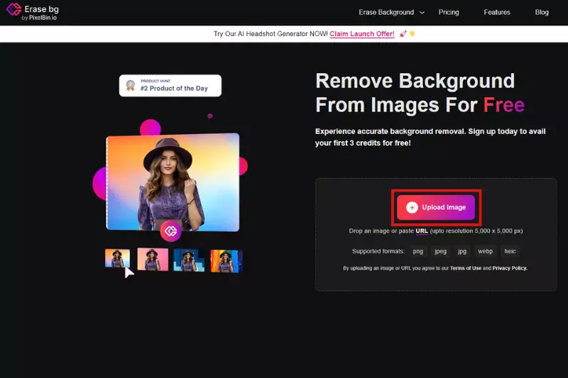 Step 2: Upload Your Image: Click on the "Upload Image" button and select the image you want to edit.