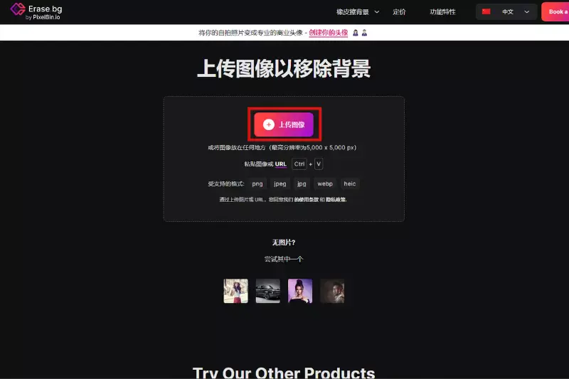 点击“上传图片”选项。选择你想要删除背景的logo图片。点击“上传”按钮。等待几秒钟，背景将变为白色。