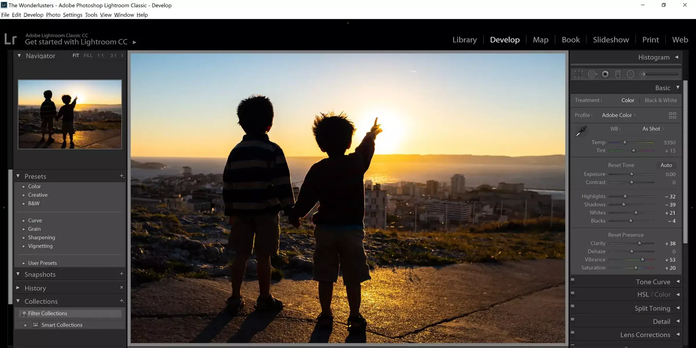 Home page of Lightroom