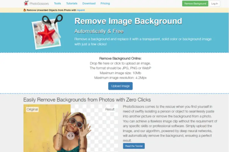 Home Page of PhotoScissors 