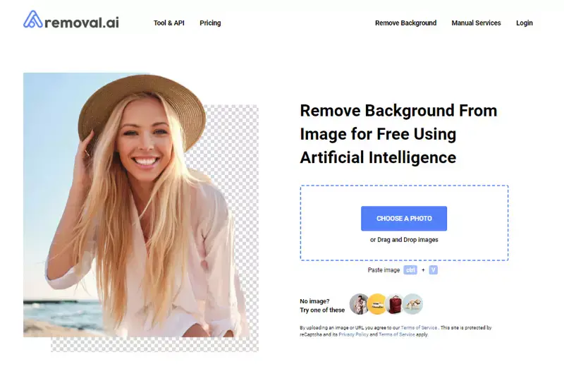 Home Page of Removal.AI