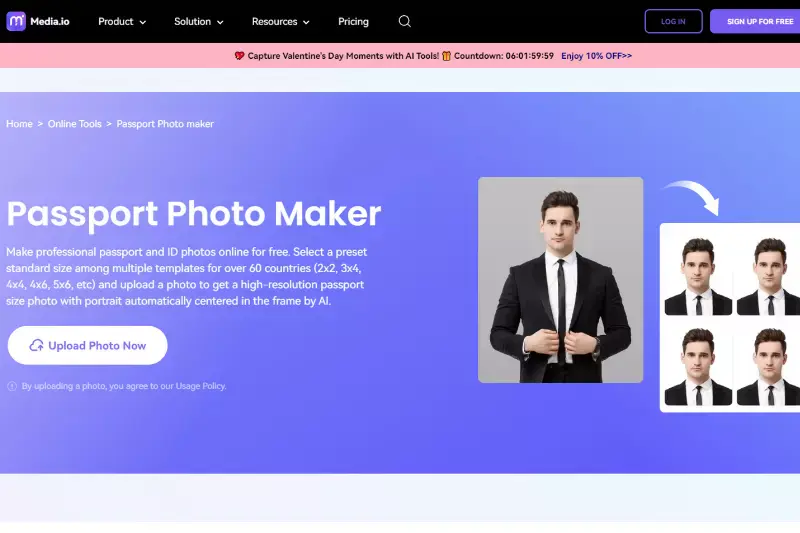 Home Page of Media.io Photo Editor