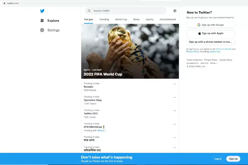 Home Page of Twitter