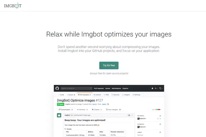 Home page of Imgbot