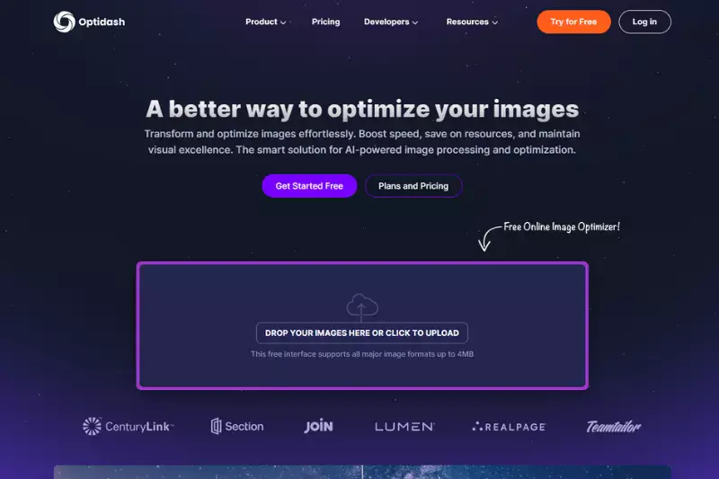 Home page of Optidash