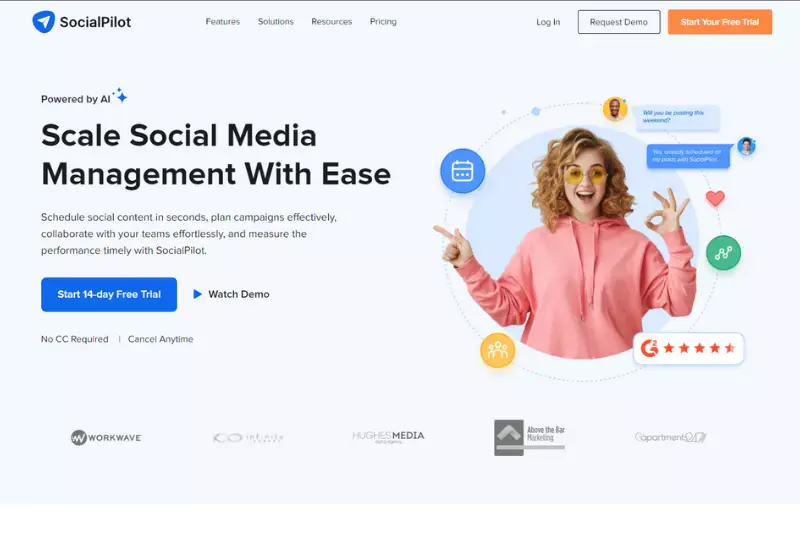 Home page of SocialPilot